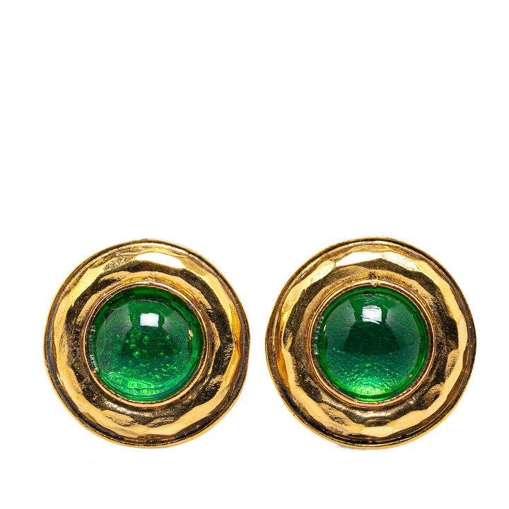 Gold Plated Gemstone Clip On Earring Gold - Gaby Paris