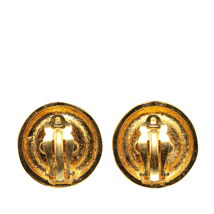 Gold Plated Gemstone Clip On Earring Gold - Gaby Paris