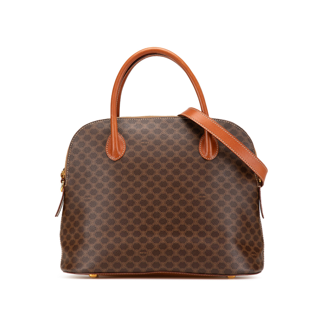 Macadam Coated Canvas Dome Satchel Brown - Gaby Paris