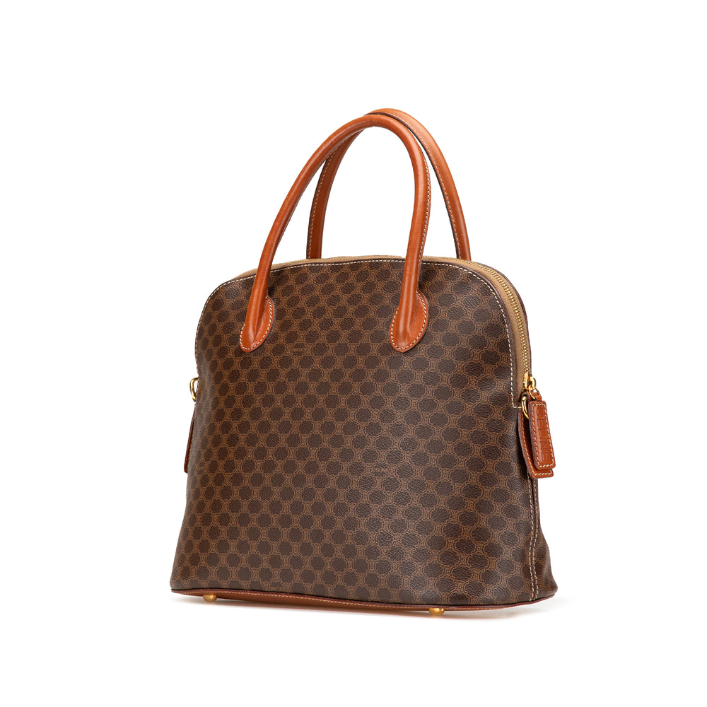 Macadam Coated Canvas Dome Satchel Brown - Gaby Paris