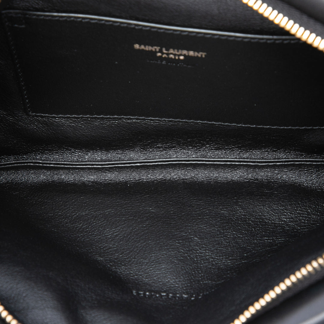 Saint Laurent Cuir d’agneau Monogram Long Calypso Zipped Pochette