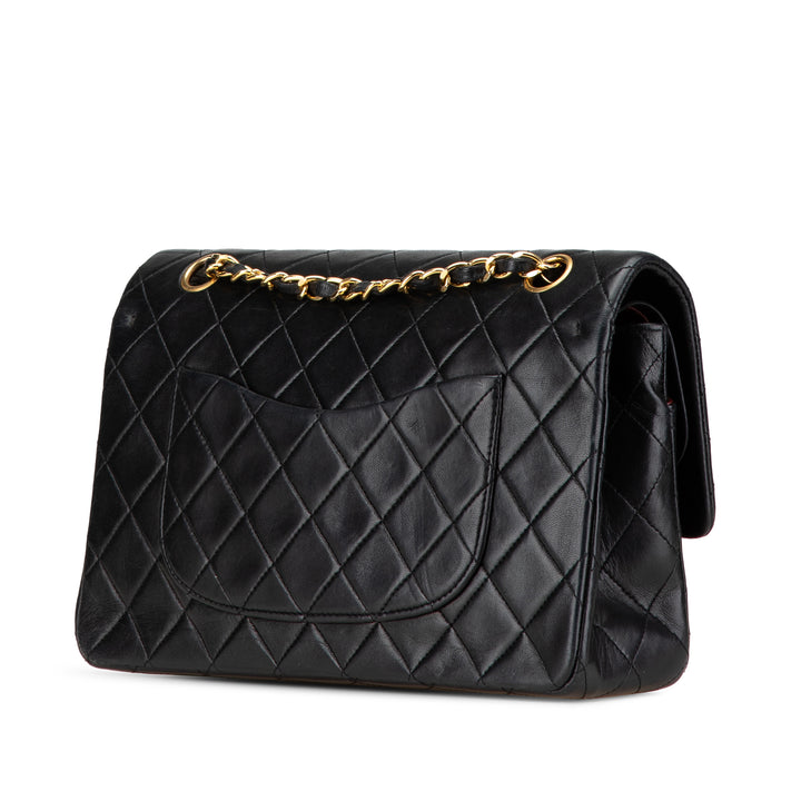 Medium Classic Lambskin Double Flap Black - Gaby Paris