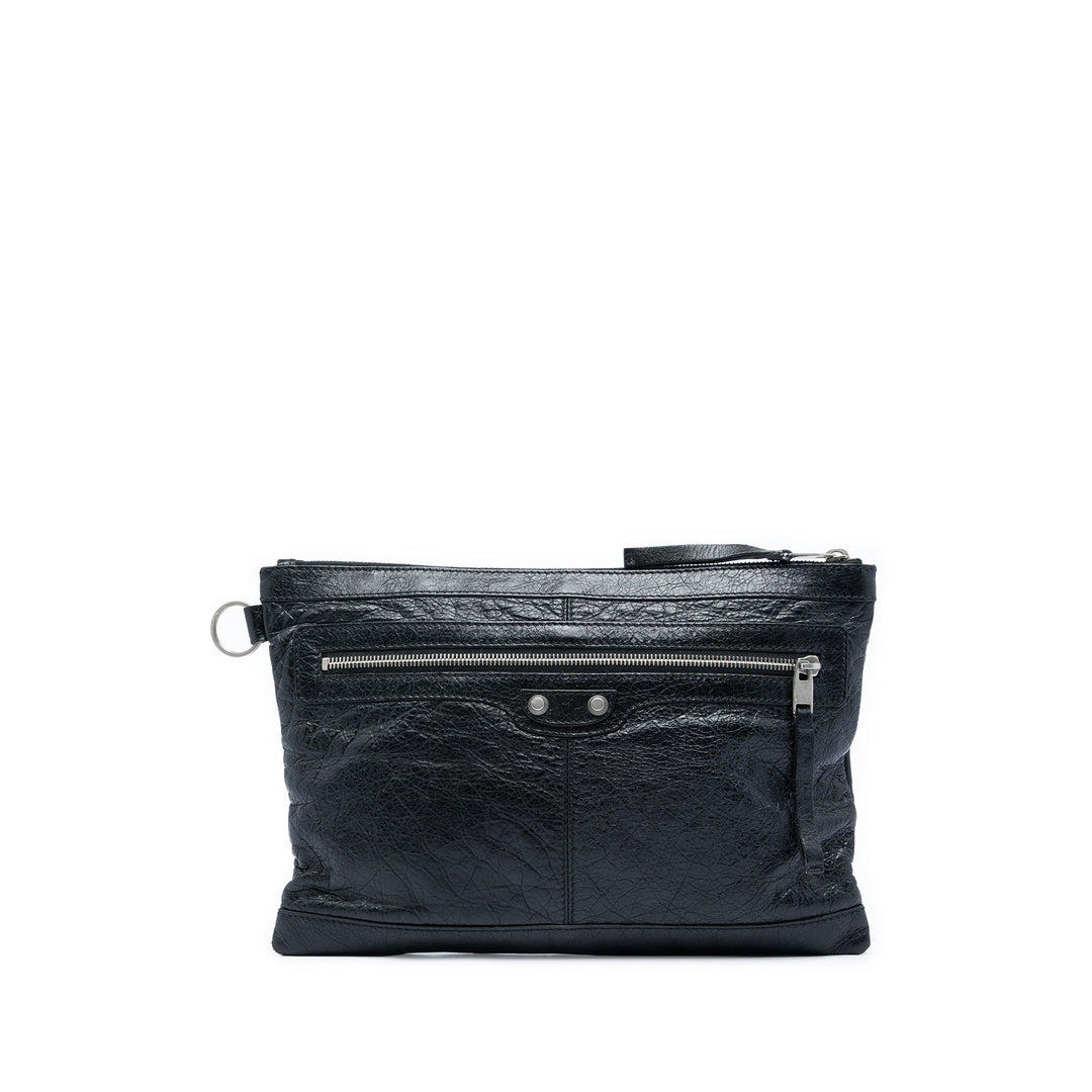 Balenciaga Cuir d’agneau Motocross Classic Clip Pochette M