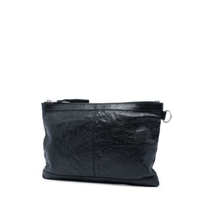 Balenciaga Cuir d’agneau Motocross Classic Clip Pochette M