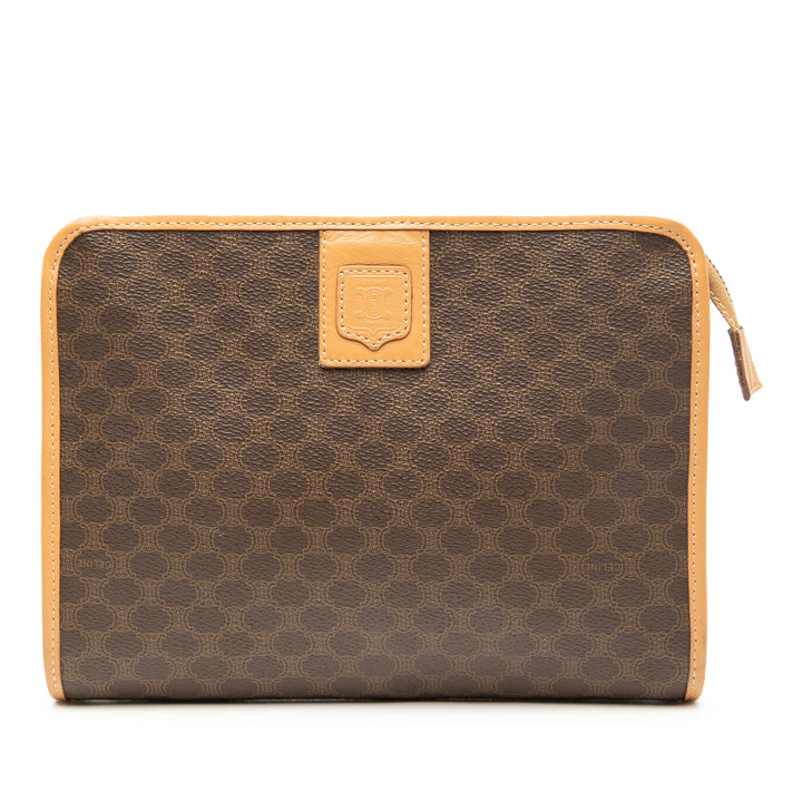 Celine Macadam Pochette Toile enduite Marron