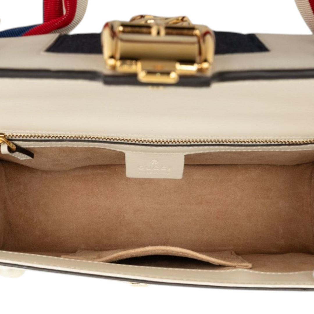 clouté et Perle Orné Web Sylvie Sac Petit Cuir de veau Blanc
