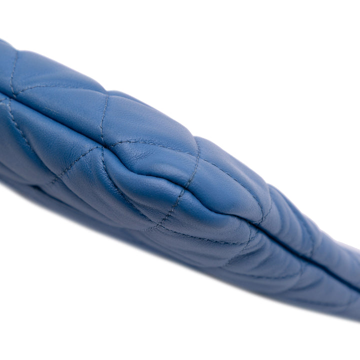 Medium Quilted Lambskin O Case Clutch Blue - Gaby Paris