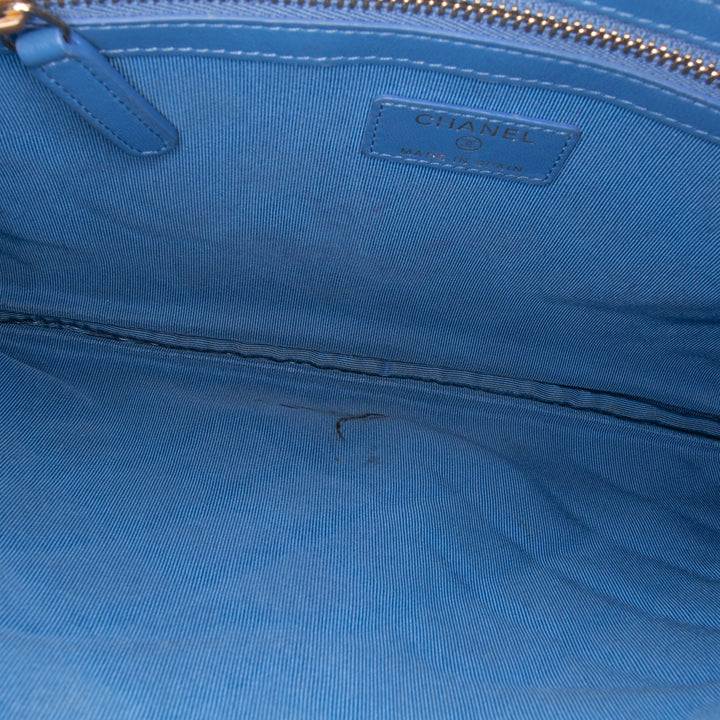 Medium Quilted Lambskin O Case Clutch Blue - Gaby Paris