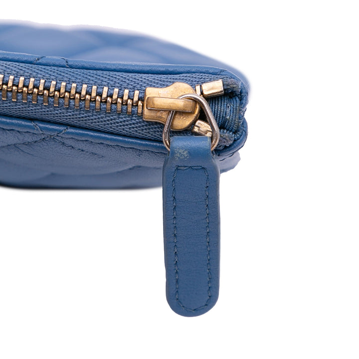 Medium Quilted Lambskin O Case Clutch Blue - Gaby Paris