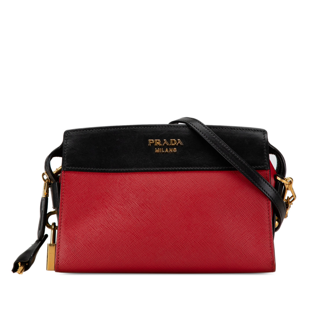 Saffiano and City Calf Esplanade Crossbody Red - Gaby Paris