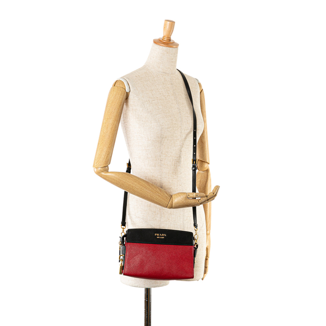 Saffiano and City Calf Esplanade Crossbody Red - Gaby Paris