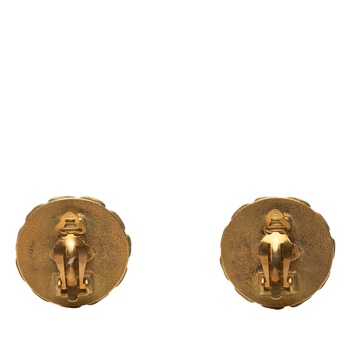 Chanel CC plaqué Émail Clip On Boucles d’oreilles