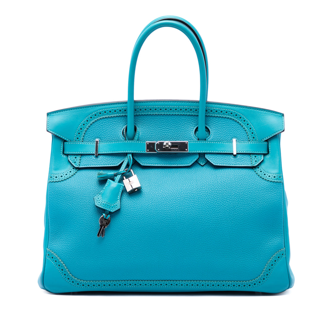 Hermès Ghillies Birkin Retourne 35 Togo Bleu – vue principale – GABY PARIS