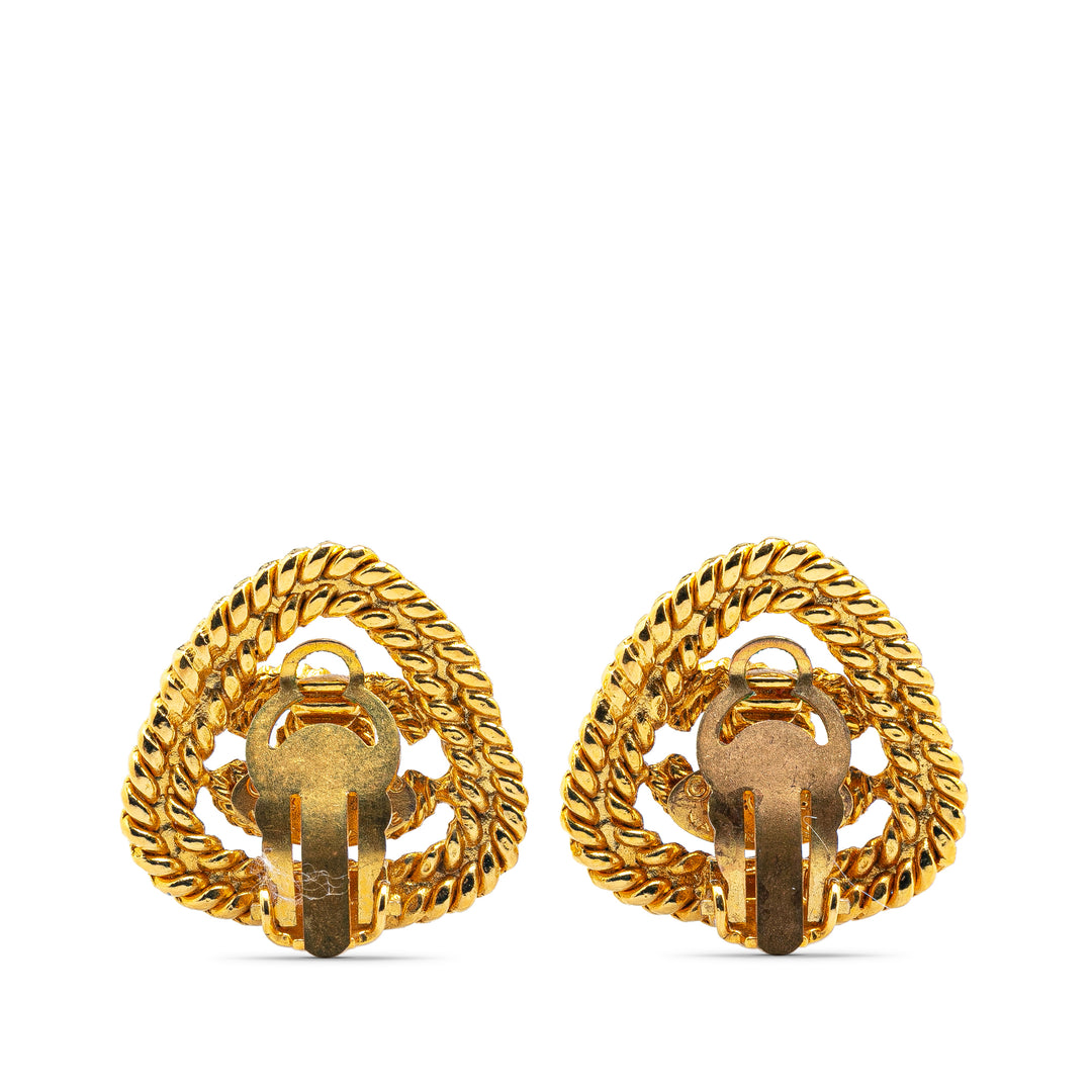 Gold Plated CC Clip On Earrings Gold - Gaby Paris