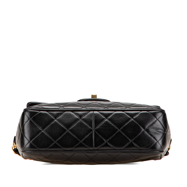 Small CC Quilted Lambskin Tassel Flap Camera Bag Black - Gaby Paris