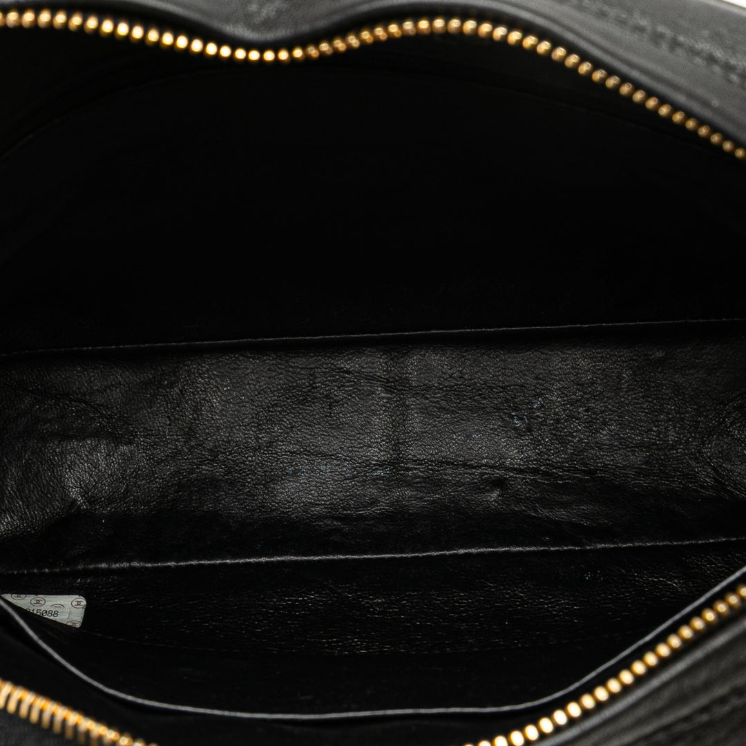 Small CC Quilted Lambskin Tassel Flap Camera Bag Black - Gaby Paris