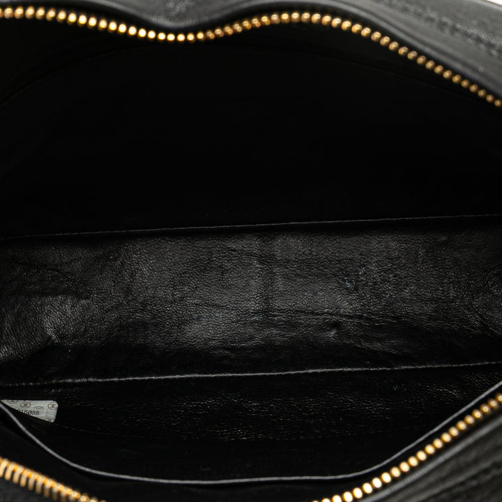 Small CC Quilted Lambskin Tassel Flap Camera Bag Black - Gaby Paris