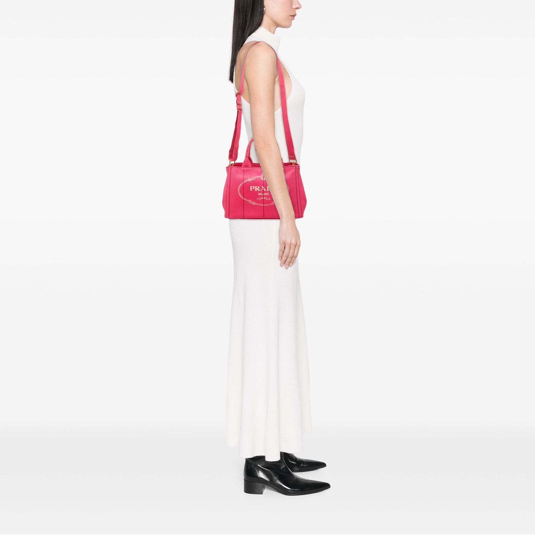 Prada Canapa Logo Cabas Petit Toile