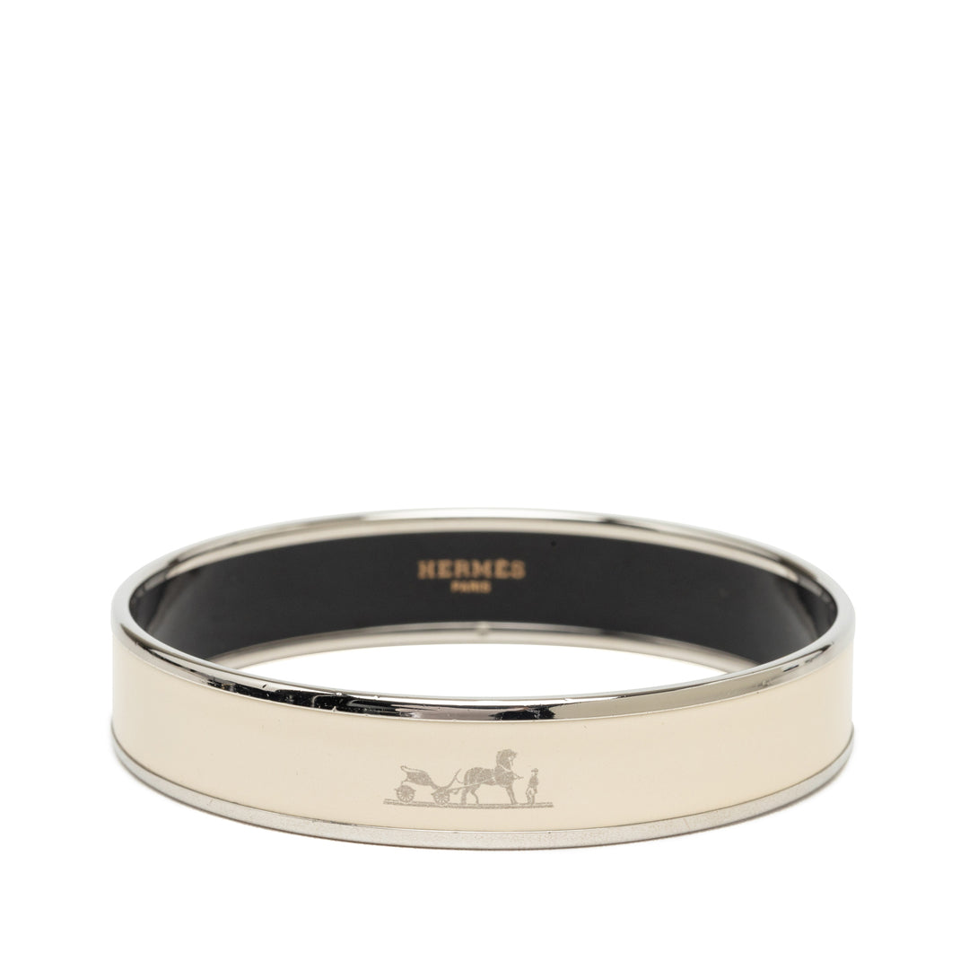 Hermès Wide Caleche Émail Bangle 70 Other Argenté – vue principale – GABY PARIS