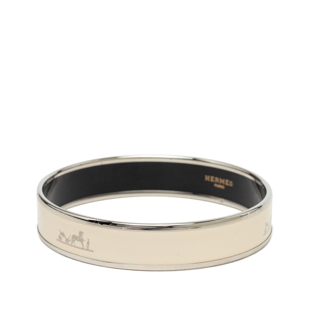 Hermès Wide Caleche Émail Bangle 70 Other Argenté – vue 2 – GABY PARIS