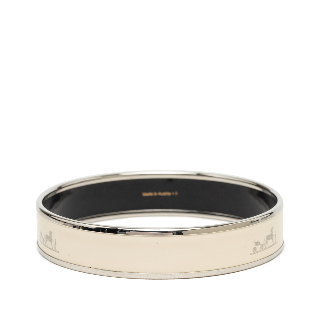 Hermès Wide Caleche Émail Bangle 70 Other Argenté – vue 3 – GABY PARIS
