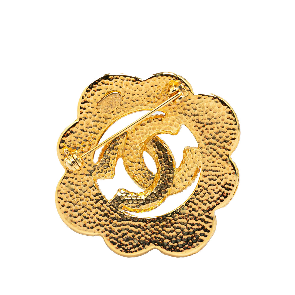 Gold Plated Faux Pearl CC Brooch Gold - Gaby Paris