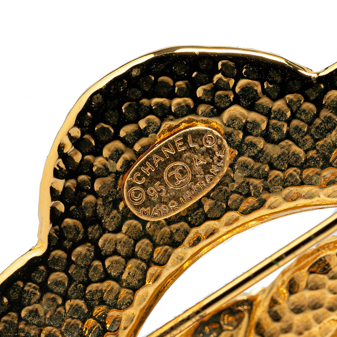 Gold Plated Faux Pearl CC Brooch Gold - Gaby Paris