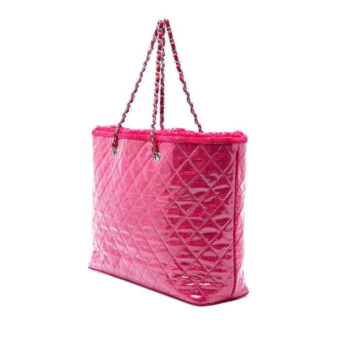 Chanel Large Matelassé Tweed et PVC Funny Cabas