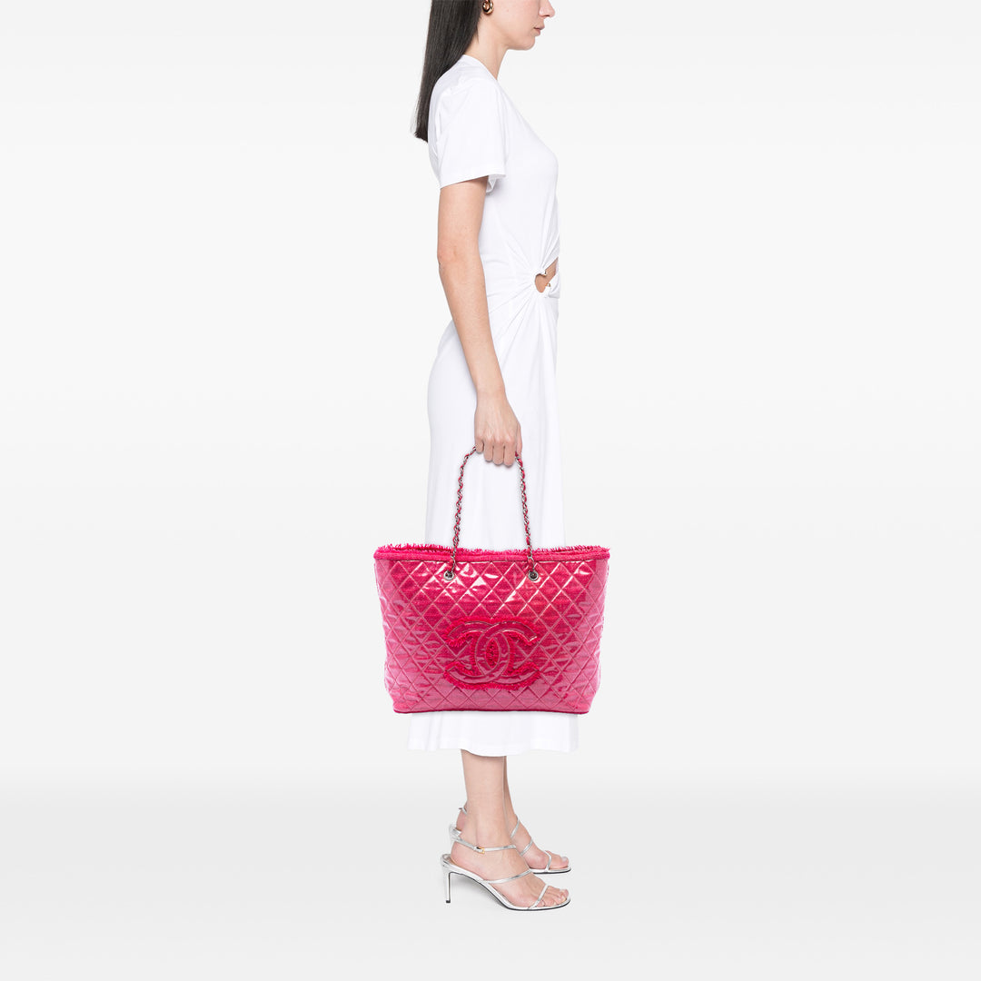 Chanel Large Matelassé Tweed et PVC Funny Cabas