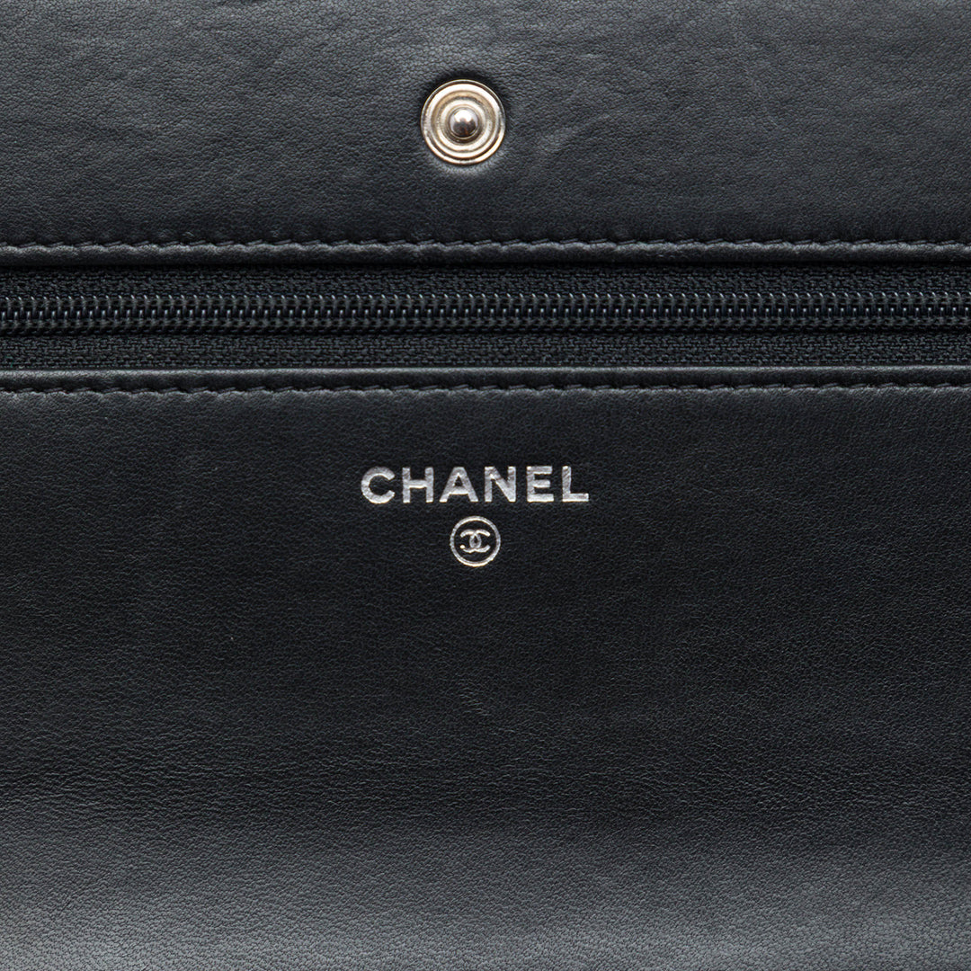 Airline Matelassé Wallet on Chain Cuir d'agneau Noir