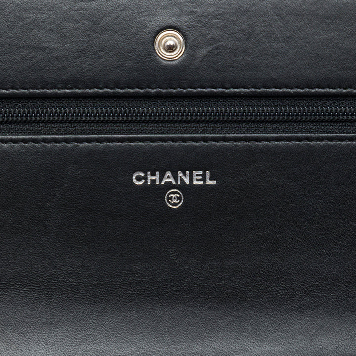 Airline Matelassé Wallet on Chain Cuir d'agneau Noir