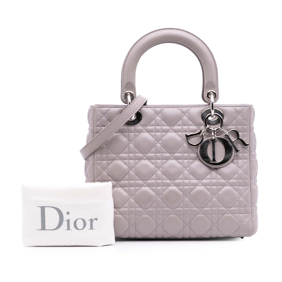 Medium Lambskin Cannage Lady Dior Purple - Gaby Paris