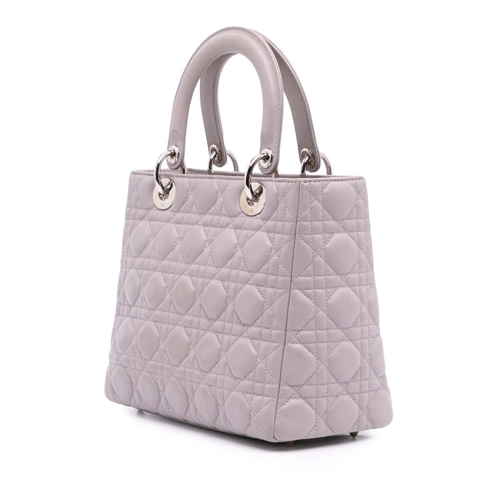 Medium Lambskin Cannage Lady Dior Purple - Gaby Paris