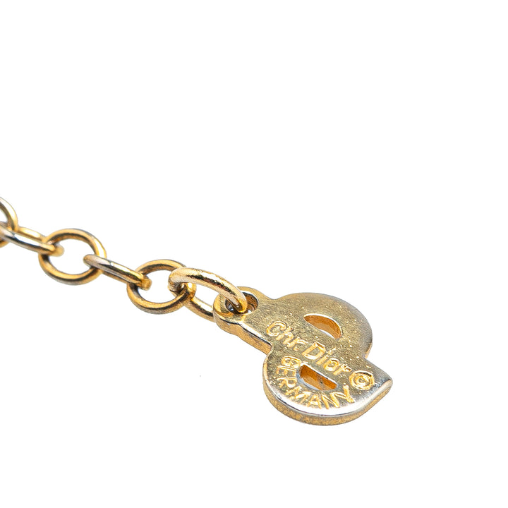 Dior plaqué Logo Cristal Pendant Collier