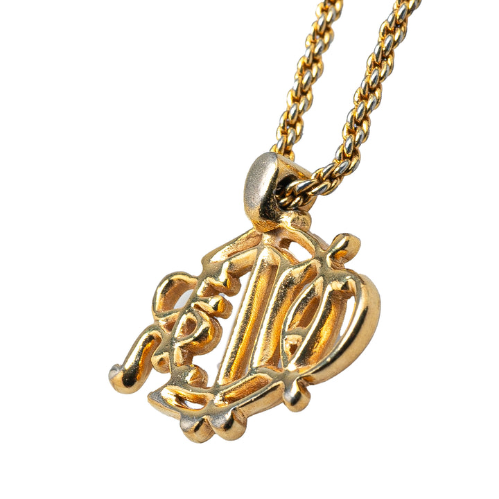 Dior plaqué Logo Cristal Pendant Collier