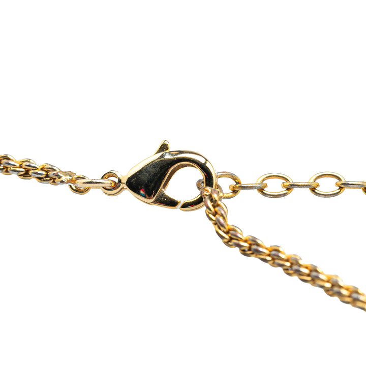 Dior plaqué Logo Cristal Pendant Collier