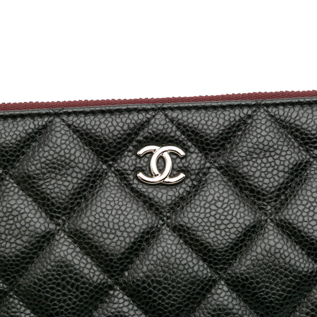 Medium Quilted Caviar O Case Clutch Black - Gaby Paris