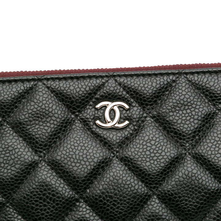 Medium Quilted Caviar O Case Clutch Black - Gaby Paris