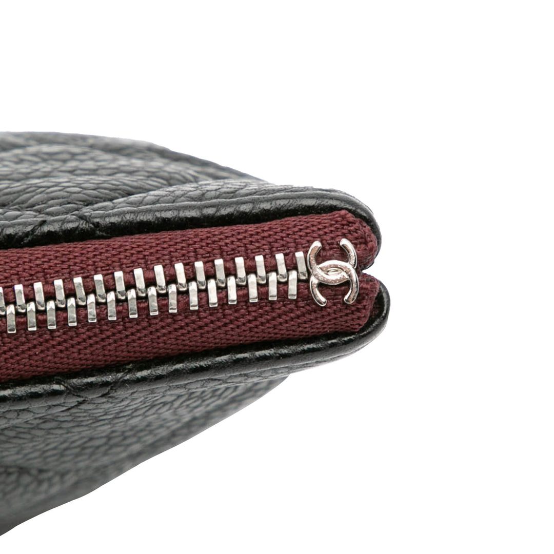 Medium Quilted Caviar O Case Clutch Black - Gaby Paris