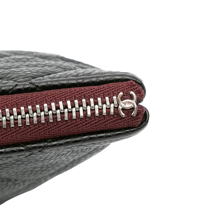 Medium Quilted Caviar O Case Clutch Black - Gaby Paris