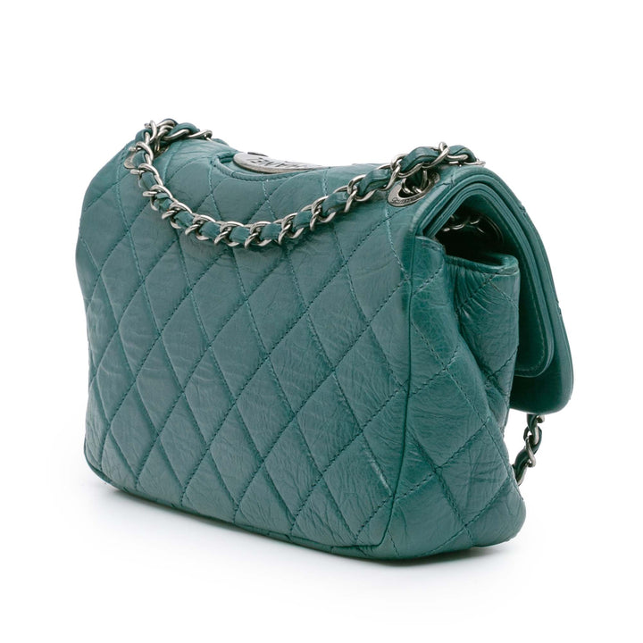 Paris Dallas CC Quilted Calfskin Double Flap Blue - Gaby Paris