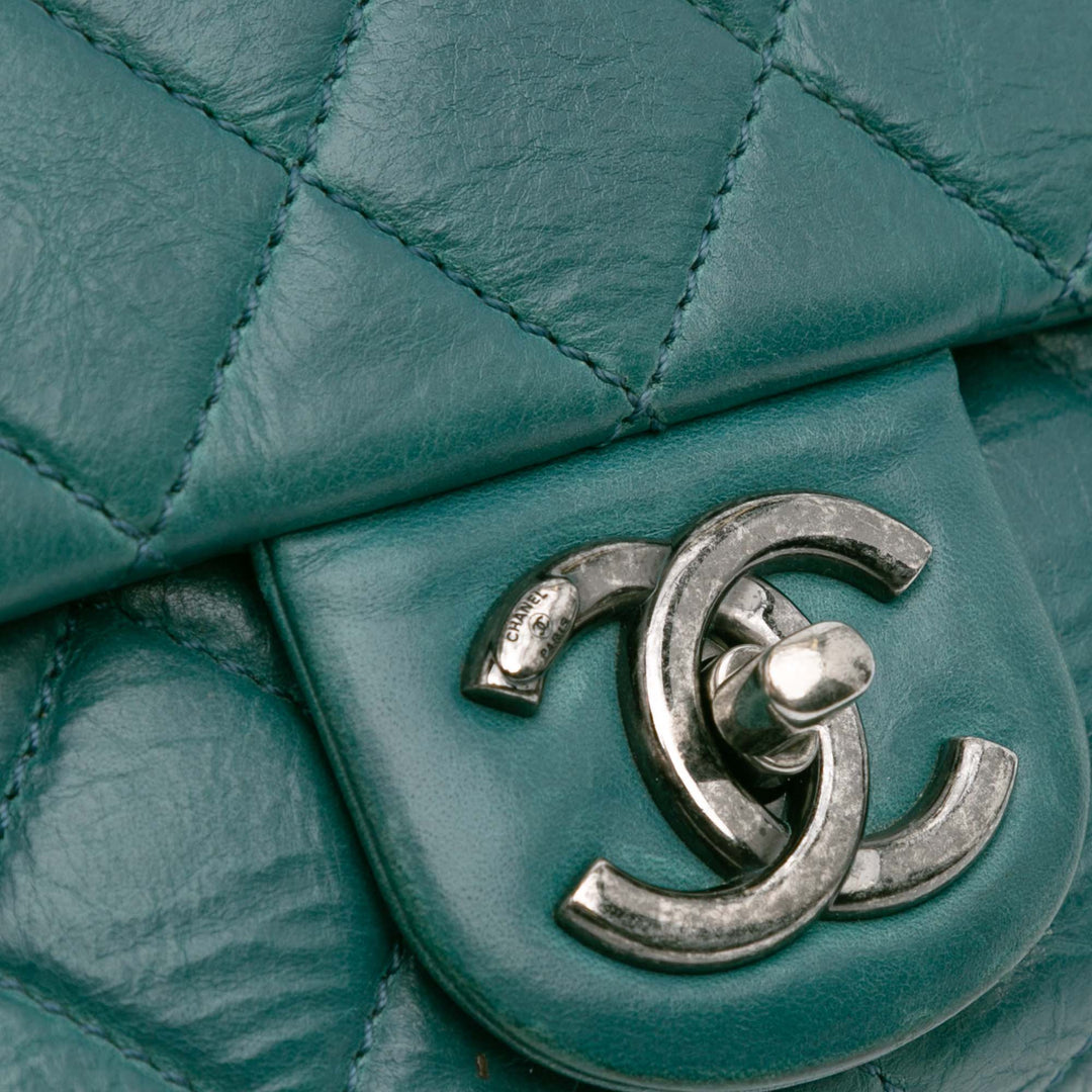 Paris Dallas CC Quilted Calfskin Double Flap Blue - Gaby Paris