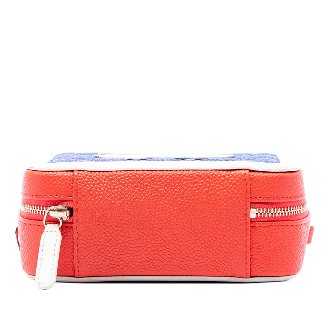 Chanel Vanity Tricolore CC Filigree Mini Cuir caviar Bleu – vue 3 – GABY PARIS