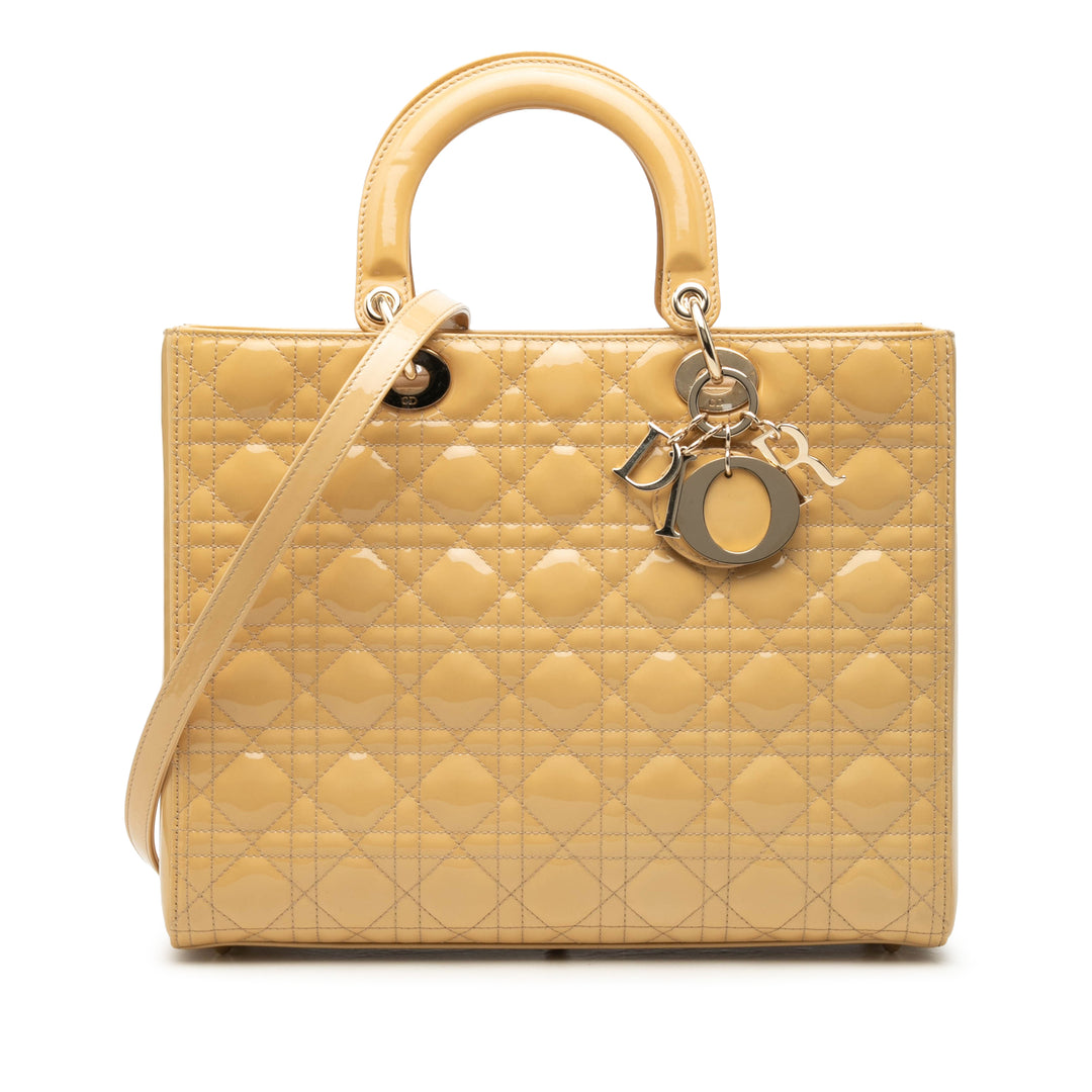 Dior Large Cuir verni Cannage Lady Dior
