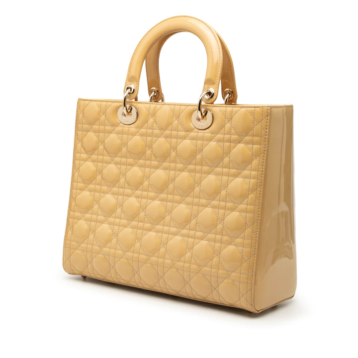 Dior Large Cuir verni Cannage Lady Dior