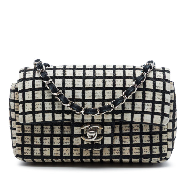Chanel Mini Rectangular Tweed et Ribbon Logo Simple rabat