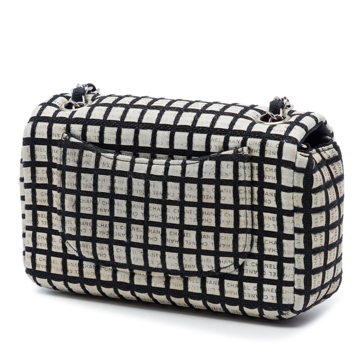Chanel Mini Rectangular Tweed et Ribbon Logo Simple rabat