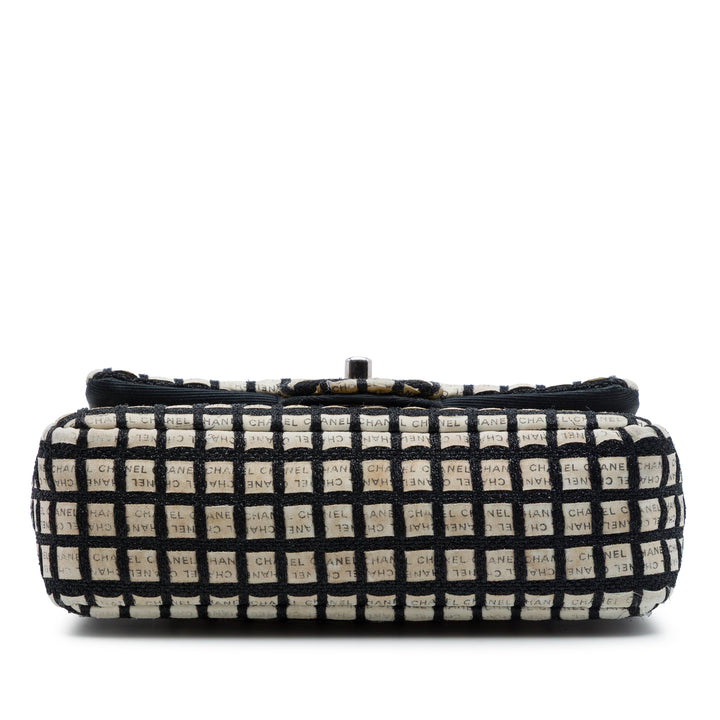 Chanel Mini Rectangular Tweed et Ribbon Logo Simple rabat