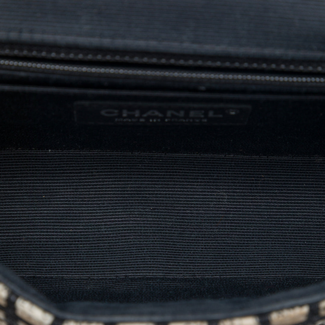 Chanel Mini Rectangular Tweed et Ribbon Logo Simple rabat