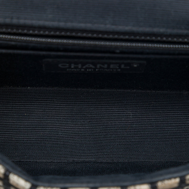 Chanel Mini Rectangular Tweed et Ribbon Logo Simple rabat